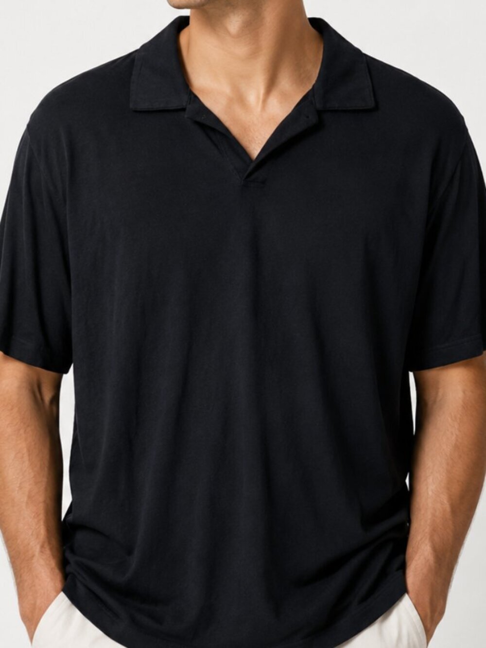 Theory Black Solid Polo Shirt Short Sleeve Men's XL Preppy